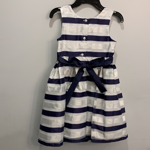 Jona Michelle Girls Silver & Blue Dress with matching bolero jacket Size 5 - Picture 4 of 10